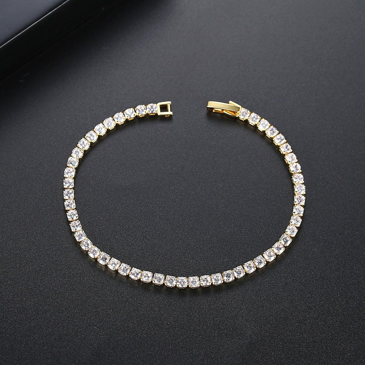 EXQUISITE Charming AAA+ Cubic Zirconia Simulated Diamonds Gold Colour Tennis Bracelets - The Jewellery Supermarket
