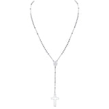 Black Gold Color Stainless Steel Women Cross Rosary Necklace Cross Pendant - Prayer Church Jewellery - The Jewellery Supermarket