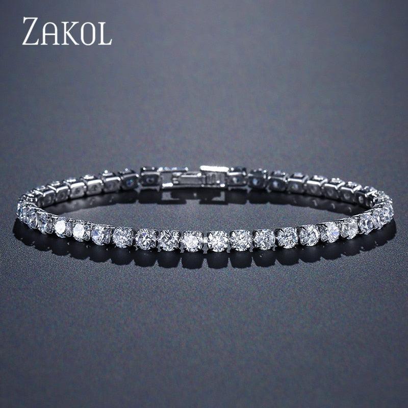 OUTSTANDING Round AAA+ Cubic Zirconia Simulated Diamonds Tennis Bracelets for Women - The Jewellery Supermarket
