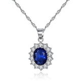 New Arrival - Luxury 3 Piece Blue Color Sunflower Silver Colour Quality Jewelry - The Jewellery Supermarket