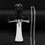 Gold Silver Color Stainless Steel Multilayer Big Long Cross Jesus Pendant Necklace for Women/Men Jewellery  - The Jewellery Supermarket