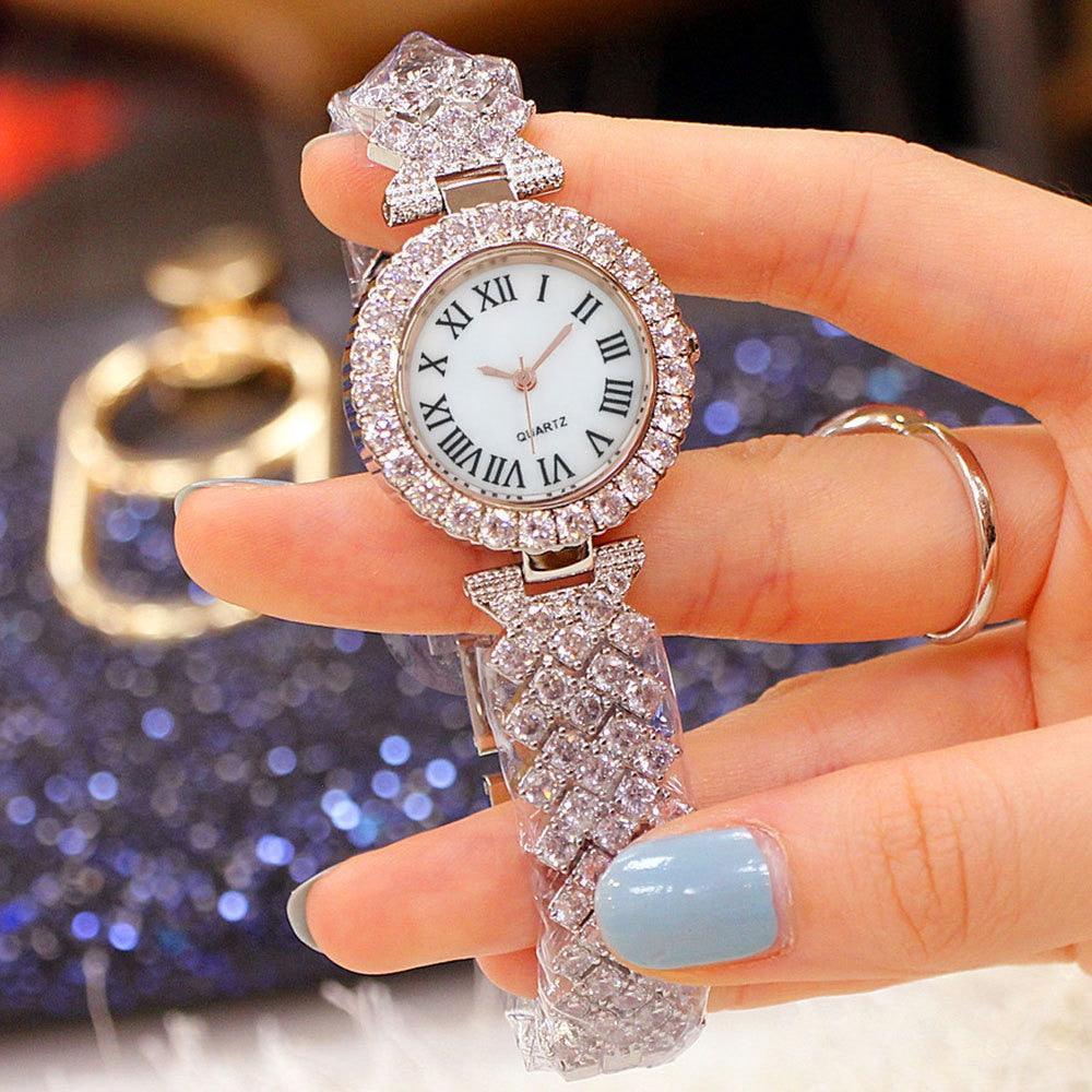 Best Selling Luxury Blig Fashion Brand Simulated Diamonds Steel Band Watch Bracelet Set - Ideal Gifts - The Jewellery Supermarket