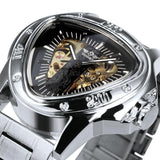 NEW - Men Golden Triangle Skeleton Mechanical Automatic Sport Watch - The Jewellery Supermarket
