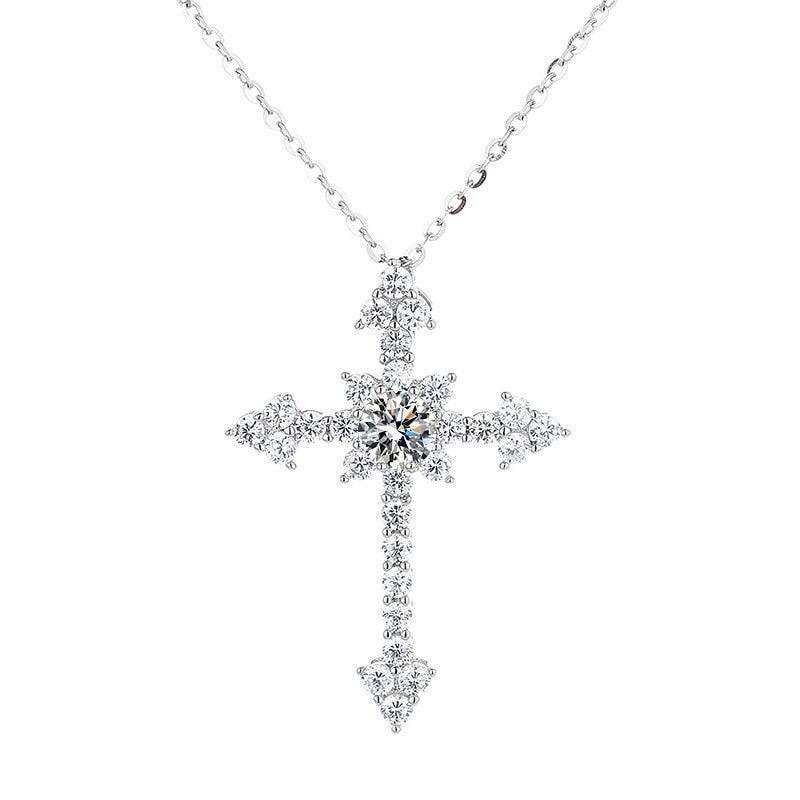 Amazing Real D Color 1 Carat High Quality Moissanite Diamonds Cross Pendant Necklace - Fine Jewellery - The Jewellery Supermarket