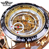 NEW - Luxury Mens Golden Mechanical Automatic Skeleton Watch - The Jewellery Supermarket