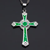 Fashion Necklace Charm White/Green/Blue Imitation Fire Opal Cross Unisex Pendants Necklaces - 
 Religious Jewellery - The Jewellery Supermarket