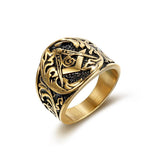 Letter Carved Vintage Stainless Steel Luxury Masonic Rings - The Jewellery Supermarket