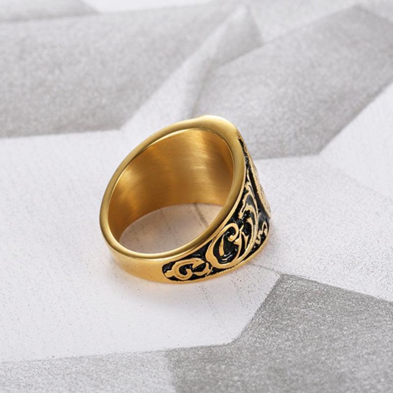 Letter Carved Vintage Stainless Steel Luxury Masonic Rings - The Jewellery Supermarket