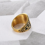 Letter Carved Vintage Stainless Steel Luxury Masonic Rings - The Jewellery Supermarket