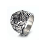 Letter Carved Vintage Stainless Steel Luxury Masonic Rings - The Jewellery Supermarket
