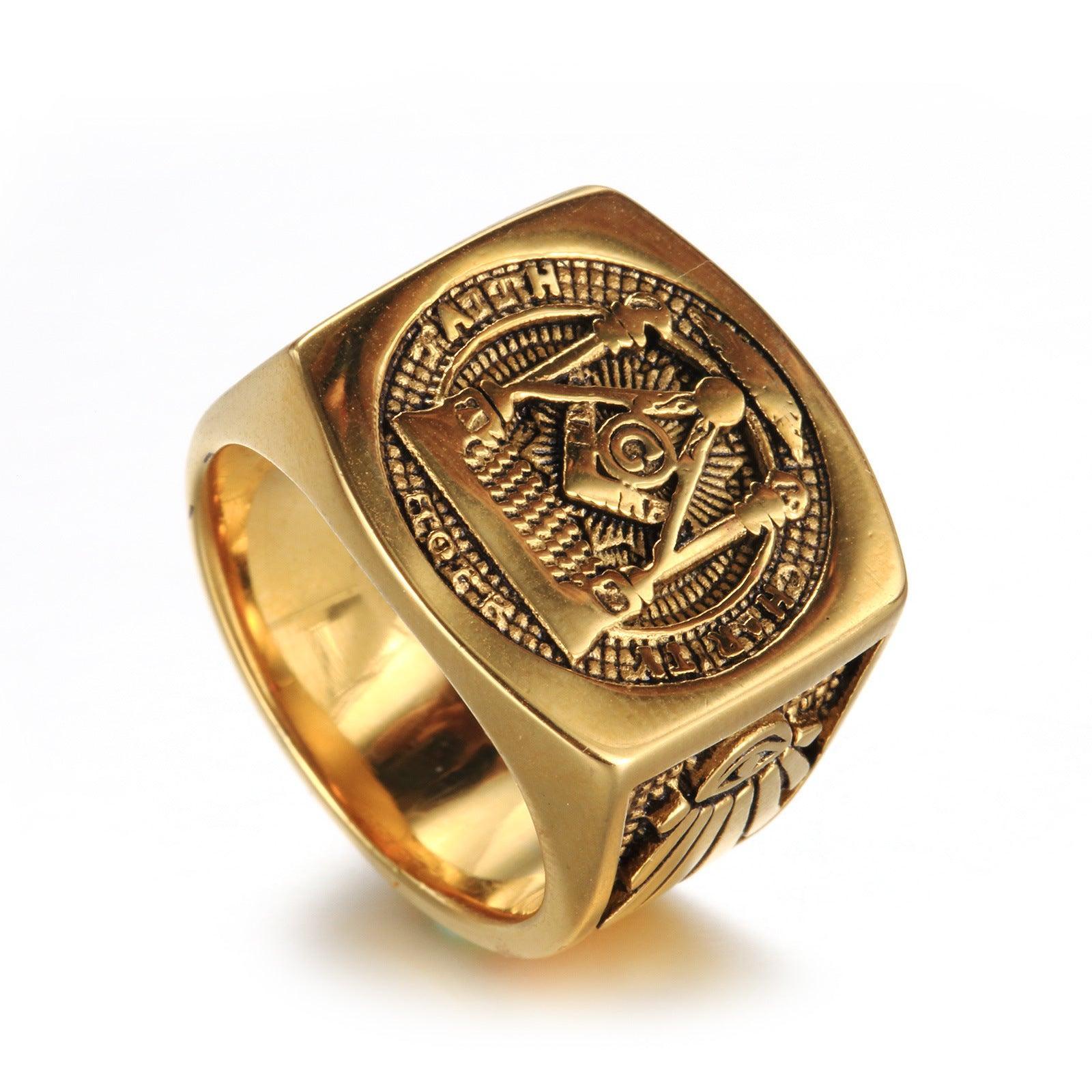 European and American 316L Titanium Steel Men's Masonic ring - The Jewellery Supermarket