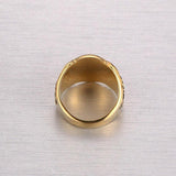 Hot Vintage 316L Stainless Steel Gold Colour Men Retro Masonic Ring - The Jewellery Supermarket