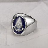New Silver Gold Colour Masonic Symbol Men's 316L Stainless Steel Masonic Ring - The Jewellery Supermarket