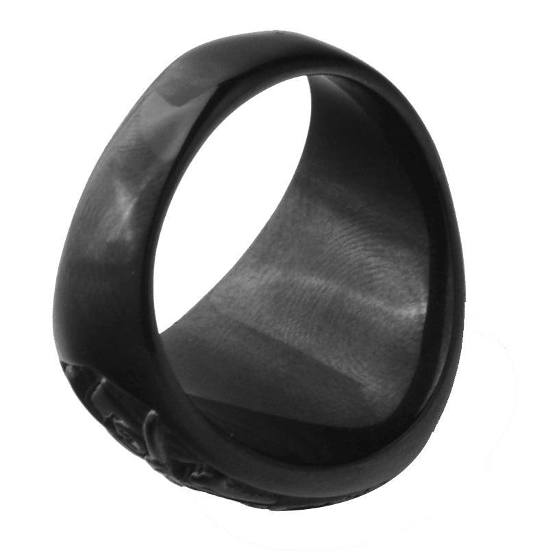 Master Mason Freemason Men's Black Stainless Steel Vintage Style Masonic Ring - The Jewellery Supermarket