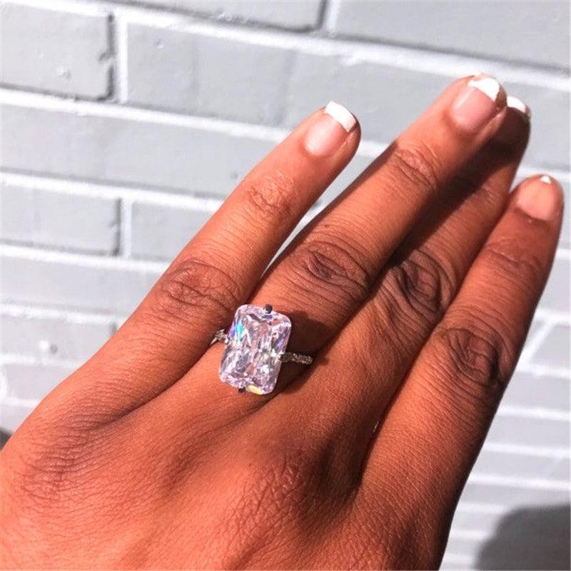 *NEW* Handmade Sterling silver Flower cut 6ct High Quality AAAA Cubic Zirconia Diamonds Ring - The Jewellery Supermarket