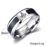 Masonic Men Stainless Steel and Carbon Fibre Rings
