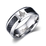 Masonic Men Stainless Steel and Carbon Fibre Rings - The Jewellery Supermarket