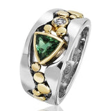 Unique Triangular Green AAA CZ Crystal Fashion Finger Ring - The Jewellery Supermarket