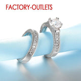 Romantic Silver Colour AAA+ Cubic Zirconia Diamonds Prong Setting Wedding Ring - The Jewellery Supermarket