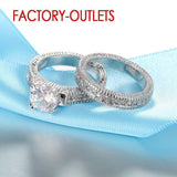 Romantic Silver Colour AAA+ Cubic Zirconia Diamonds Prong Setting Wedding Ring - The Jewellery Supermarket