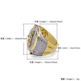 Gold Color Plated Brass Iced Out Micro Pave Cubic Zircon Masonic Ring - The Jewellery Supermarket