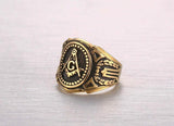 Hot Vintage 316L Stainless Steel Gold Colour Men Retro Masonic Ring - The Jewellery Supermarket