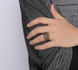 Hot Vintage 316L Stainless Steel Gold Colour Men Retro Masonic Ring - The Jewellery Supermarket