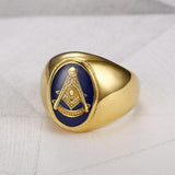 New Silver Gold Colour Masonic Symbol Men's 316L Stainless Steel Masonic Ring - The Jewellery Supermarket