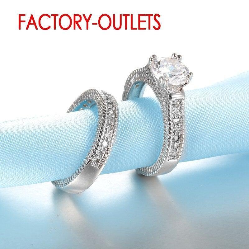 Romantic Silver Colour AAA+ Cubic Zirconia Diamonds Prong Setting Wedding Ring - The Jewellery Supermarket