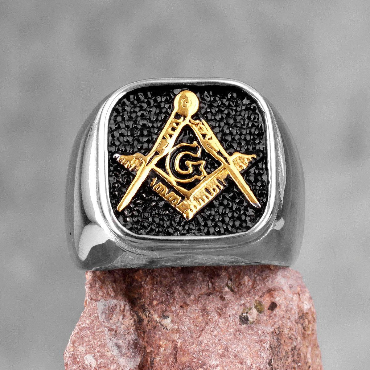 Retro Freemason Symbol Simple Charm Stainless Steel Men's Rings - The Jewellery Supermarket