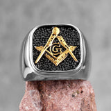 Retro Freemason Symbol Simple Charm Stainless Steel Men's Rings