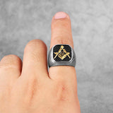 Retro Freemason Symbol Simple Charm Stainless Steel Men's Rings - The Jewellery Supermarket