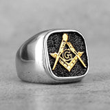 Retro Freemason Symbol Simple Charm Stainless Steel Men's Rings - The Jewellery Supermarket