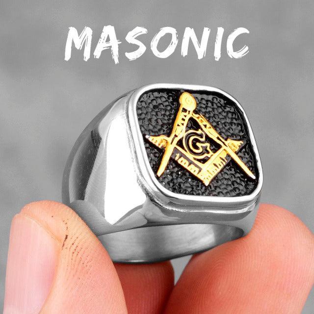Retro Freemason Symbol Simple Charm Stainless Steel Men's Rings - The Jewellery Supermarket