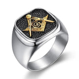 Retro Freemason Symbol Simple Charm Stainless Steel Men's Rings - The Jewellery Supermarket