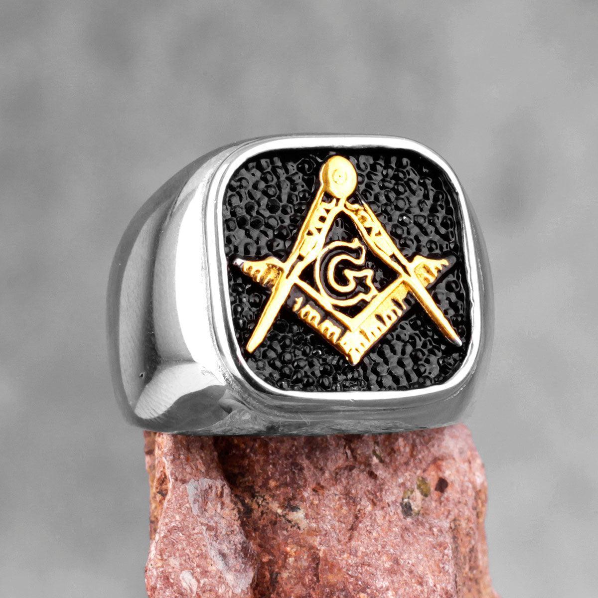 Retro Freemason Symbol Simple Charm Stainless Steel Men's Rings - The Jewellery Supermarket