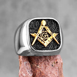 Retro Freemason Symbol Simple Charm Stainless Steel Men's Rings - The Jewellery Supermarket