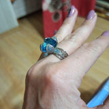 Lucky Tree Gun Black Mosaic Red Zircon Stone Vintage Ring - The Jewellery Supermarket