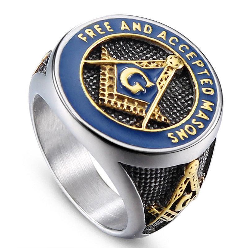 High Quality Stainless Steel Retro Masonic Rings For Men - The Jewellery Supermarket