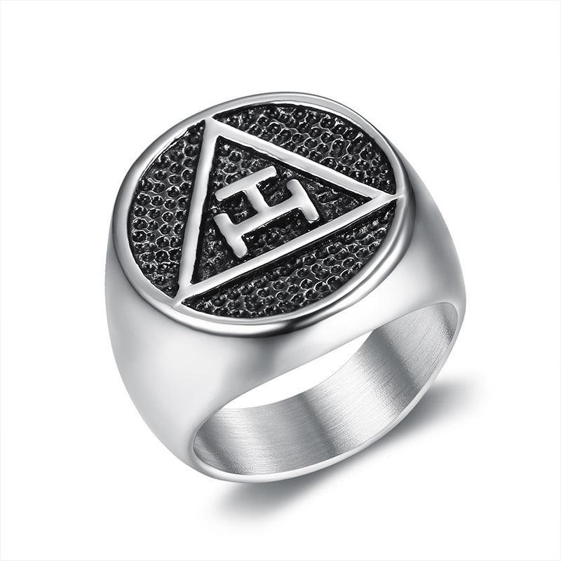 Antique Style Polished Surface 316 Stainless Steel Royal Arch Masonic Rings - The Jewellery Supermarket