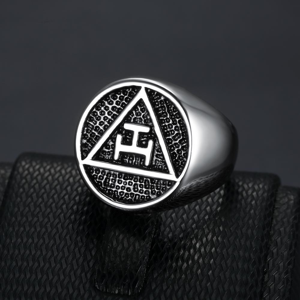 Antique Style Polished Surface 316 Stainless Steel Royal Arch Masonic Rings - The Jewellery Supermarket