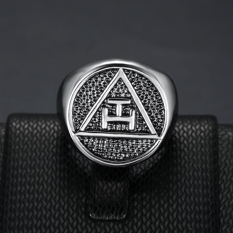 Antique Style Polished Surface 316 Stainless Steel Royal Arch Masonic Rings - The Jewellery Supermarket