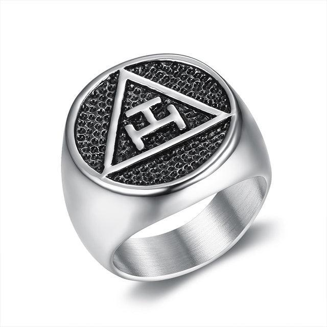 Antique Style Polished Surface 316 Stainless Steel Royal Arch Masonic Rings - The Jewellery Supermarket