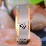 Masonic Gold Color Bevelled Men's Fashion Tungsten Wedding Ring - The Jewellery Supermarket