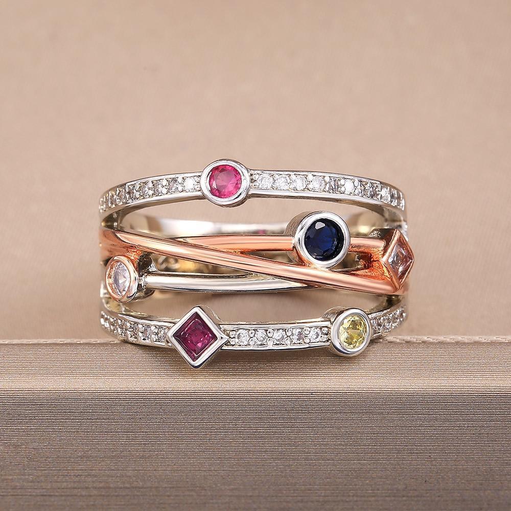 Colorful Fashion Cross Geometric AAA Cubic Zirconia Crystals Delicate Women Ring - The Jewellery Supermarket