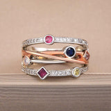 Colorful Fashion Cross Geometric AAA Cubic Zirconia Crystals Delicate Women Ring - The Jewellery Supermarket