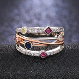 Colorful Fashion Cross Geometric AAA Cubic Zirconia Crystals Delicate Women Ring - The Jewellery Supermarket