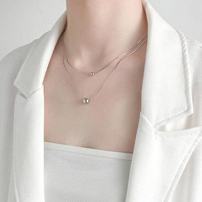 New Fashion Double-layered Geometric Minimalist Beads Pendant Necklace - The Jewellery Supermarket