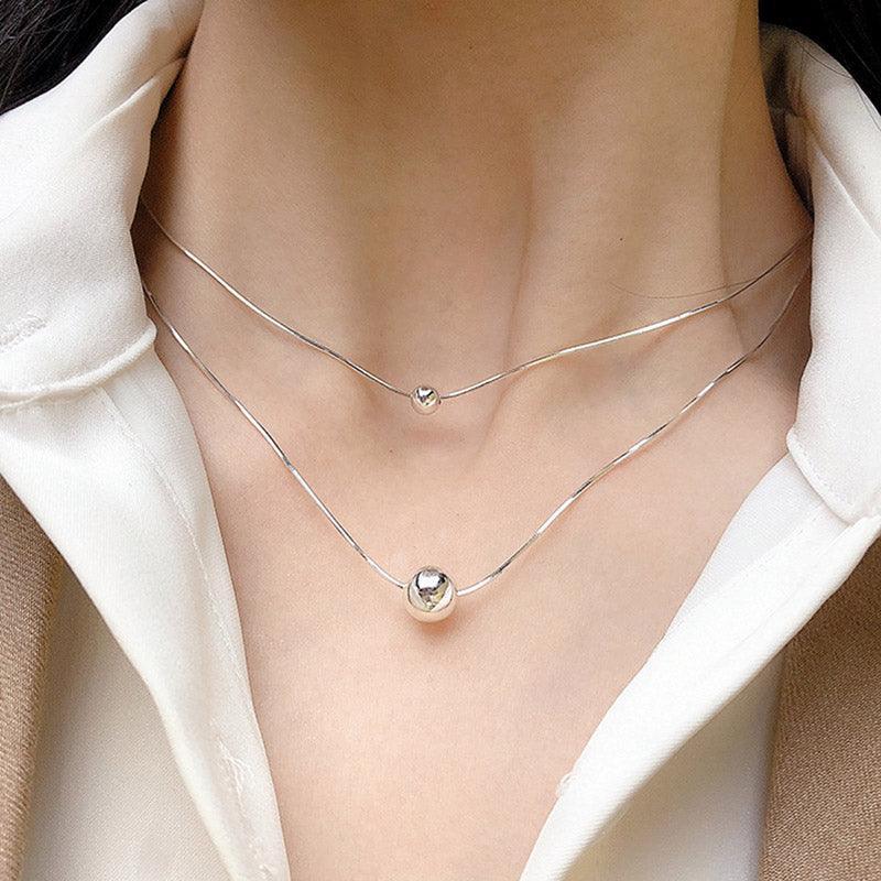New Fashion Double-layered Geometric Minimalist Beads Pendant Necklace - The Jewellery Supermarket