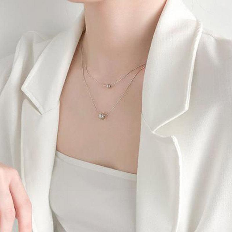 New Fashion Double-layered Geometric Minimalist Beads Pendant Necklace - The Jewellery Supermarket